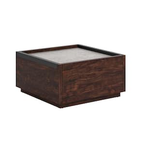 Manhattan Gate 31 in. Rich Walnut Square Composite Wood Top Coffee Table with Storage