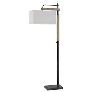 64 in. Bronze 1 Dimmable (Full Range) Standard Floor Lamp for Living Room with Cotton Empire Shade