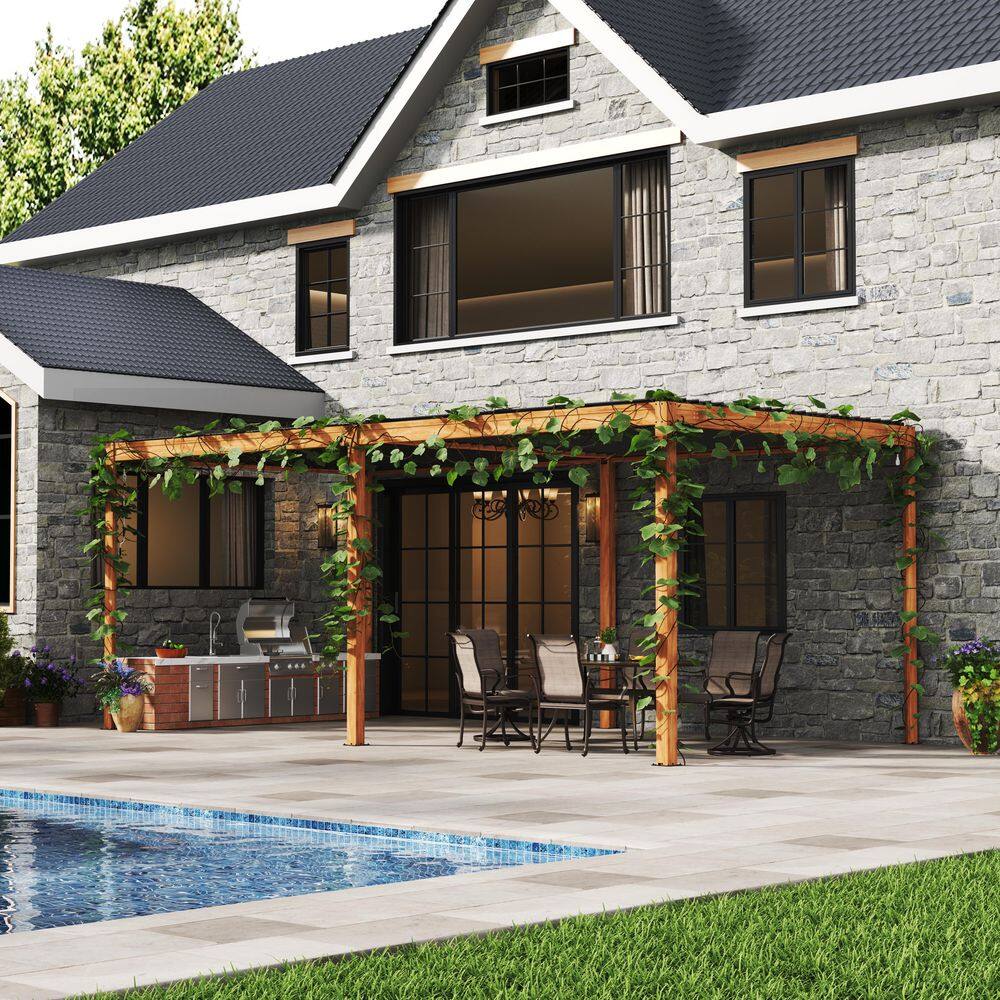 Reviews for Mondawe Celestia 10 ft. x 20 ft. Wood Grain Aluminum Frame ...