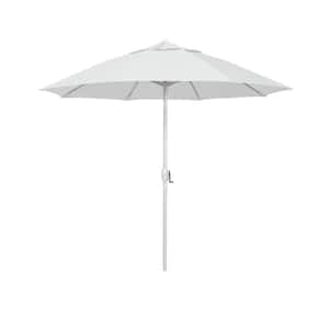 7.5 ft. Matted White Aluminum Market Patio Umbrella Fiberglass Ribs and Auto Tilt in White Olefin