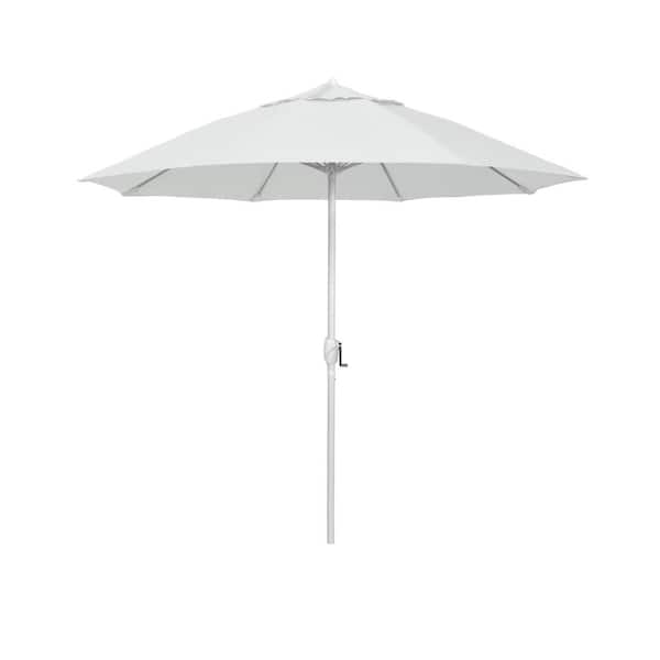 California Umbrella 7.5 ft. Matted White Aluminum Market Patio Umbrella Fiberglass Ribs and Auto Tilt in White Olefin