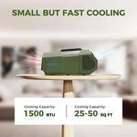 Runesay 1,500 BTU Portable Air Conditioner Cools 50 sq. ft. with Fan Mode and Dehumidifier with Remote in Green AC04