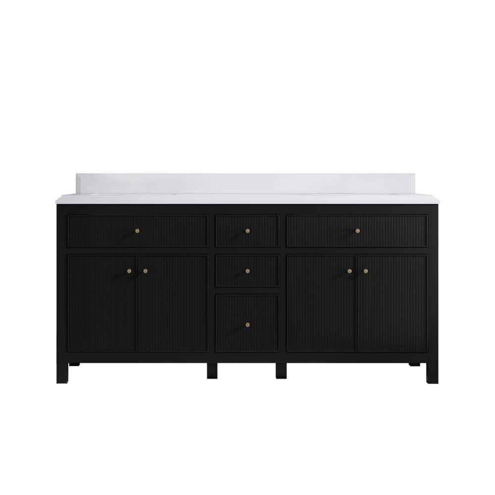 Sonoma 72 in. W x 22 in. D x 36 in. H Double Sink Bath Vanity in Black with Cove Edge White Quartz Top price history on PriceWatchPro