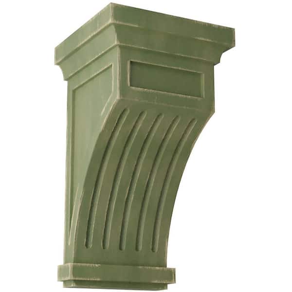 Ekena Millwork 5-1/2 in. x 10 in. x 5-1/2 in. Restoration Green Fluted Wood Vintage Decor Corbel