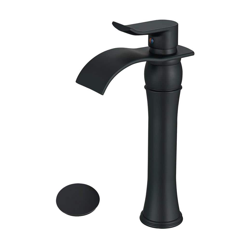 Tall Bathroom Vessel Sink Faucet, Waterfall Single Hole Single Handle Bathr
