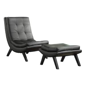 Tustin Black Lounge Chair and Ottoman Set