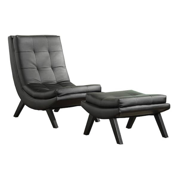 OSP Home Furnishings Tustin Black Lounge Chair and Ottoman Set
