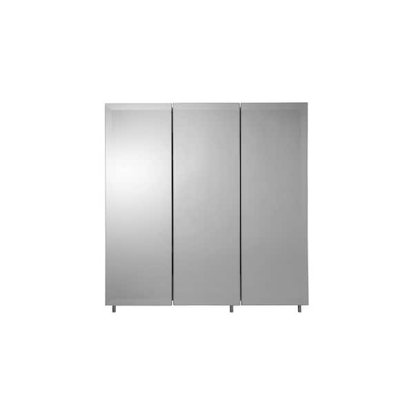 24 in. W x 24 in. H x 5 in. D Frameless Tri-View Surface-Mount Medicine Cabinet with Easy Hang System in White