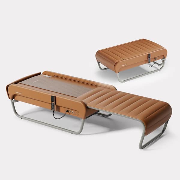 V5 Brown Faux Leather Therapeutic Thermal Massager with Abdominal Massager