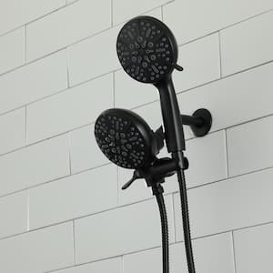 5-Spray Patterns with 1.75 GPM 5 in. Wall Mount Dual Shower Heads and Handheld Shower Head in Matte Black