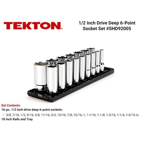 1/2 in. Drive Deep 6-Point Socket Set (16-Piece)