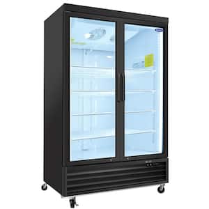 44.7 cu. ft. Black Commercial Refrigerators, Glass Door Merchandiser Refrigerator with Swing Door and LED Top Panel