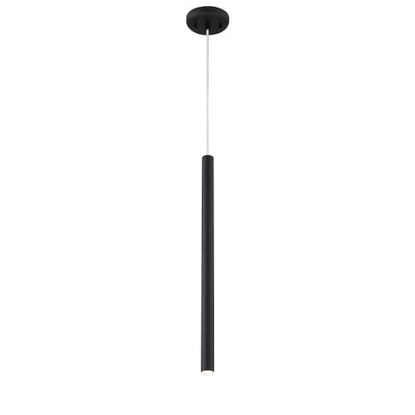 Unbranded 5-Watt Matte Black Integrated LED Mini Pendant with Matte Black Steel Shade