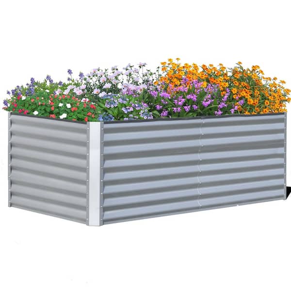 domi outdoor living 72 in. x 36 in. x 24 in. Silver Metal Raised Garden Bed