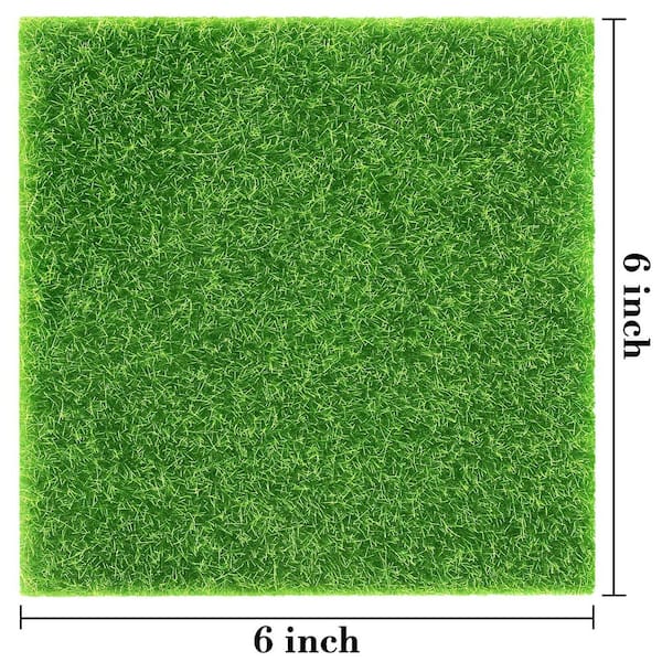 10-Pack Artificial Garden Grass Fairy Grass Lawn – 6 X 6 Inch Miniature Moss Turf For Dollhouse, Terrariums, DIY Crafts, And Micro Landscapes
