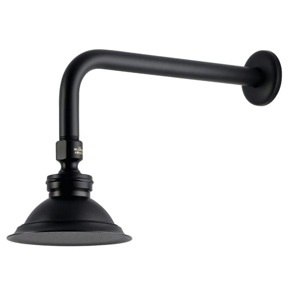 Victorian 1-Spray Patterns 4.81 in. Wall Mount Rain Spray Fixed Shower Head with Shower Arm & Flange in Matte Black price history on PriceWatchPro