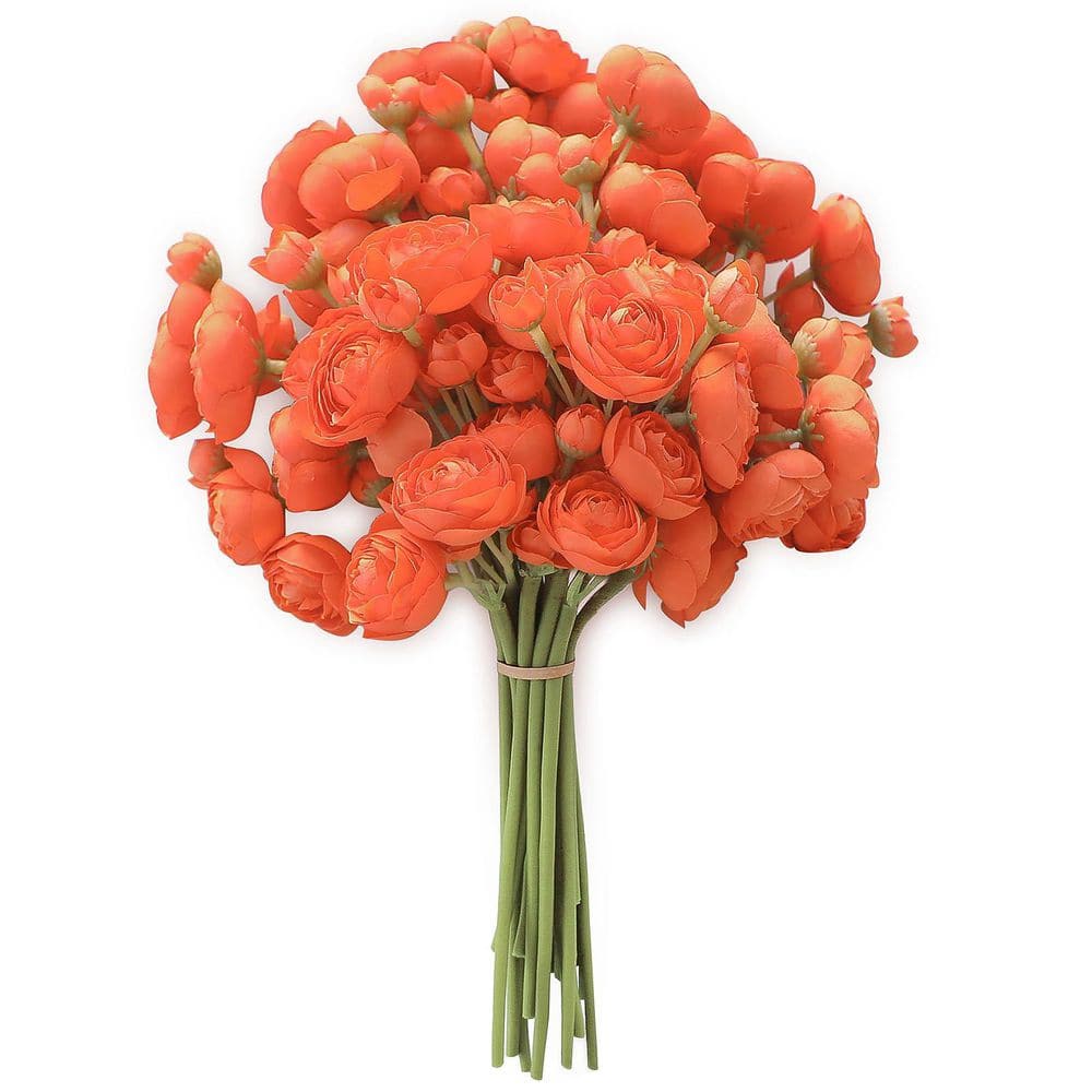 11 in. Burnt Orange Indoor Artificial Rose Flower for DIY Bouquet, 18 Piece