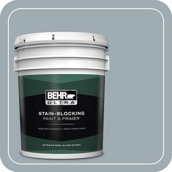 BEHR ULTRA 5 gal. #ECC-30-1 Pelican Bay Semi-Gloss Enamel Exterior Paint & Primer