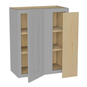 Grayson Pearl Gray Plywood Shaker Assembled Blind Corner Kitchen Cabinet Soft Close Right 24 in W x 12 in D x 30 in H