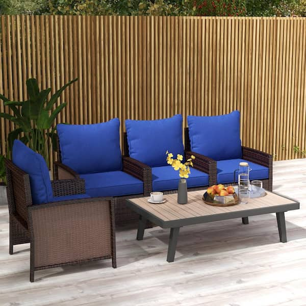 Outsunny 8 Piece Patio Chair Cushion and Back Pillow Set Seat Replacement Patio Cushions Set for Outdoor Garden Furniture Blue 84G 196V00DB The Home Depot