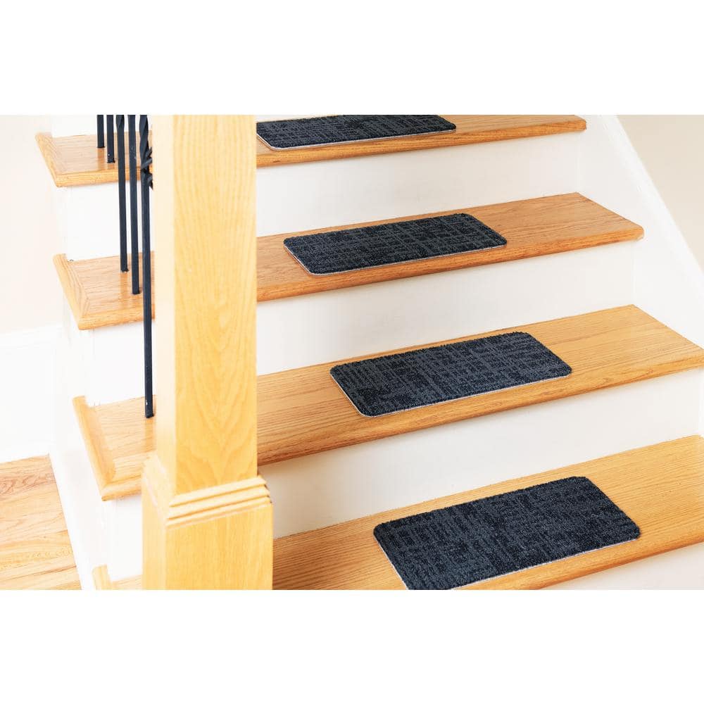 Stair Tread Cover Carpet Rug Peel and Stick Charcoal 8 In. X 18 In. (Set of 13)