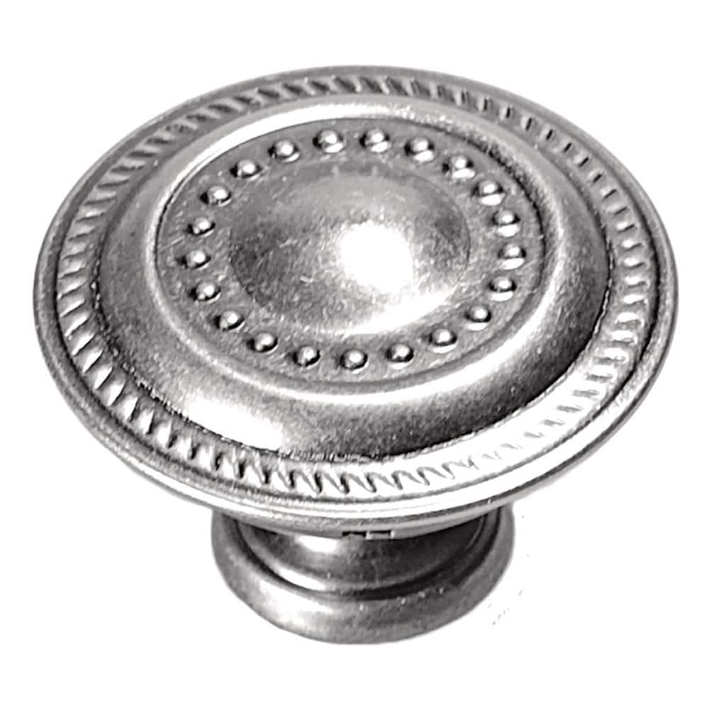 Silver Traditional Round Mushroom Cabinet Knob with Mounting Hardware