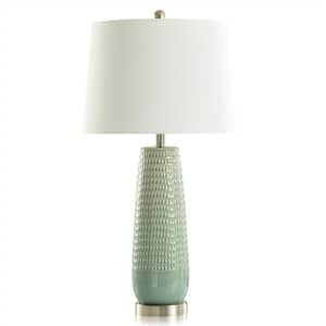 Starlite 29 in. Brass Pineapple Task and Reading Table Lamp for Living Room with White Linen Shade