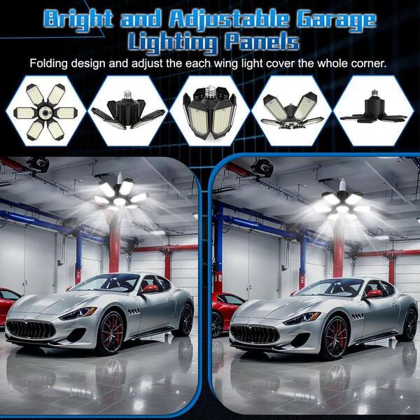 Nexillumi 180W LED Garage Lights - 2 Pack Deformable Shop Lights With 10+1 Adjustable Panels