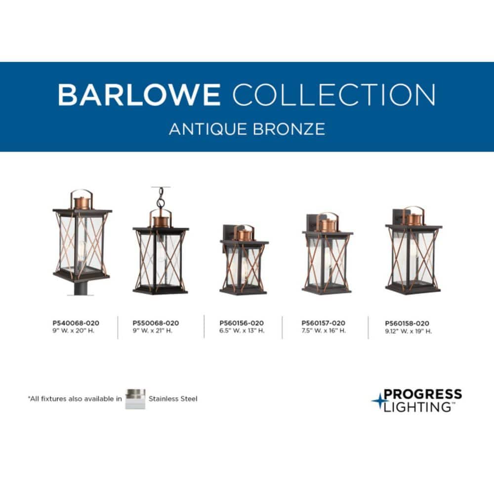 Antique Bronze 16" Dimmable Lantern with Clear Seeded Glass