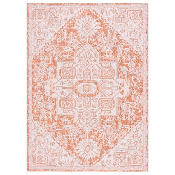 Bermuda Rust/Ivory 4 ft. x 6 ft. Border Ornate Indoor/Outdoor Area Rug