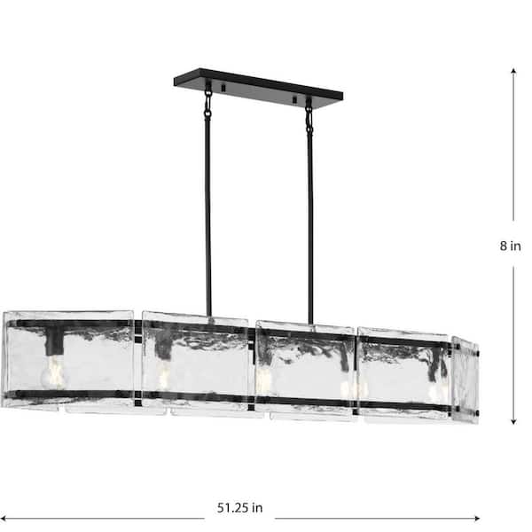 Progress Lighting Rivera 5-Light Matte Black Craftsman Chandelier