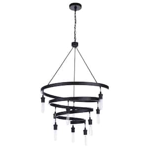 Tranquil 10-Light Flat Black Finish Transitional Chandelier for Kitchen/Dining/Foyer, No Bulbs Included