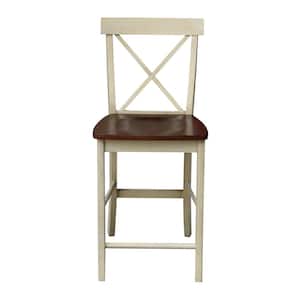 X Back 24 in. Almond and Espresso Bar Stool