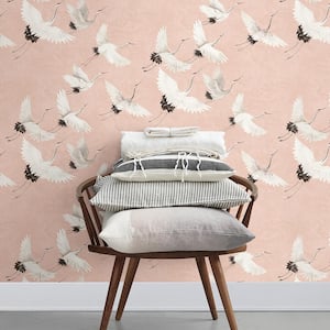 Windsong Pink Crane Pink Wallpaper Sample