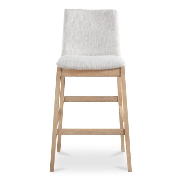 Ismara Light Grey Polyester Bar Stool with Oak Frame