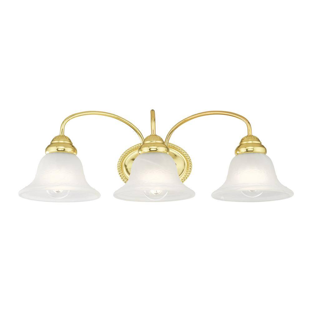 Polished Brass 3-Light Vanity with White Alabaster Glass