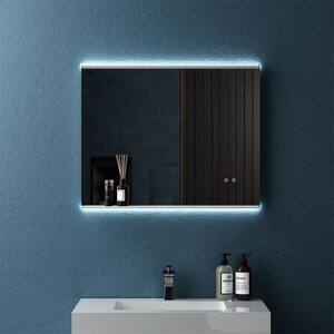 30 in. W x 24 in. H Small Rectangular Frameless with Memory Function and Anti-Fog Wall Mounted Bathroom Vanity Mirror