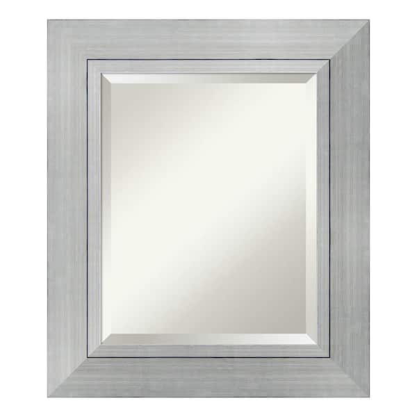 Amanti Art Medium Rectangle Burnished Silver Beveled Glass Modern Mirror (27.25 in. H x 23.25 in. W)