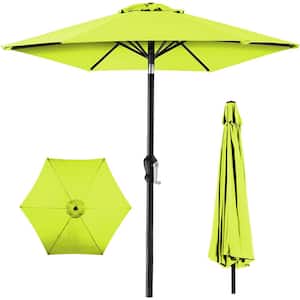 10ft Outdoor Table Compatible Steel Polyester Market Patio Umbrella w/Crank and Easy Push Button Tilt - Lemon Lime