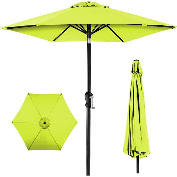 Cubilan 10ft Outdoor Table Compatible Steel Polyester Market Patio Umbrella w/Crank and Easy Push Button Tilt - Lemon Lime