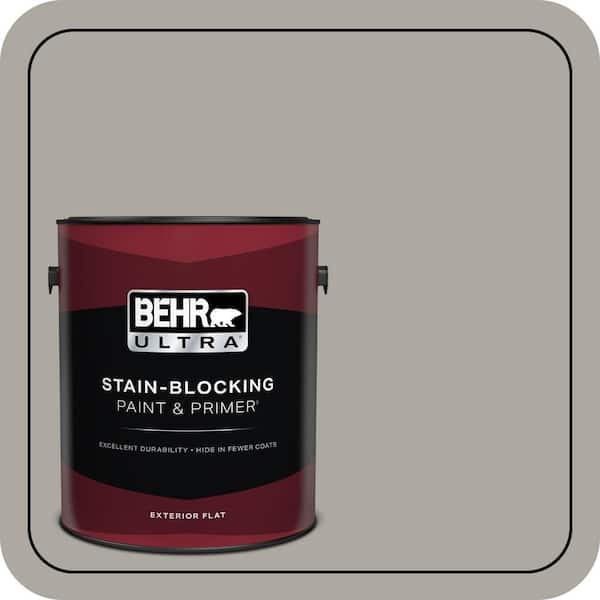 BEHR ULTRA 1 gal. #N360-3 Still Gray Flat Exterior Paint & Primer