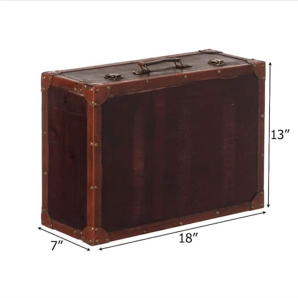Vintiquewise Vintage-Style Wooden Display Suitcase Box w/ Faux