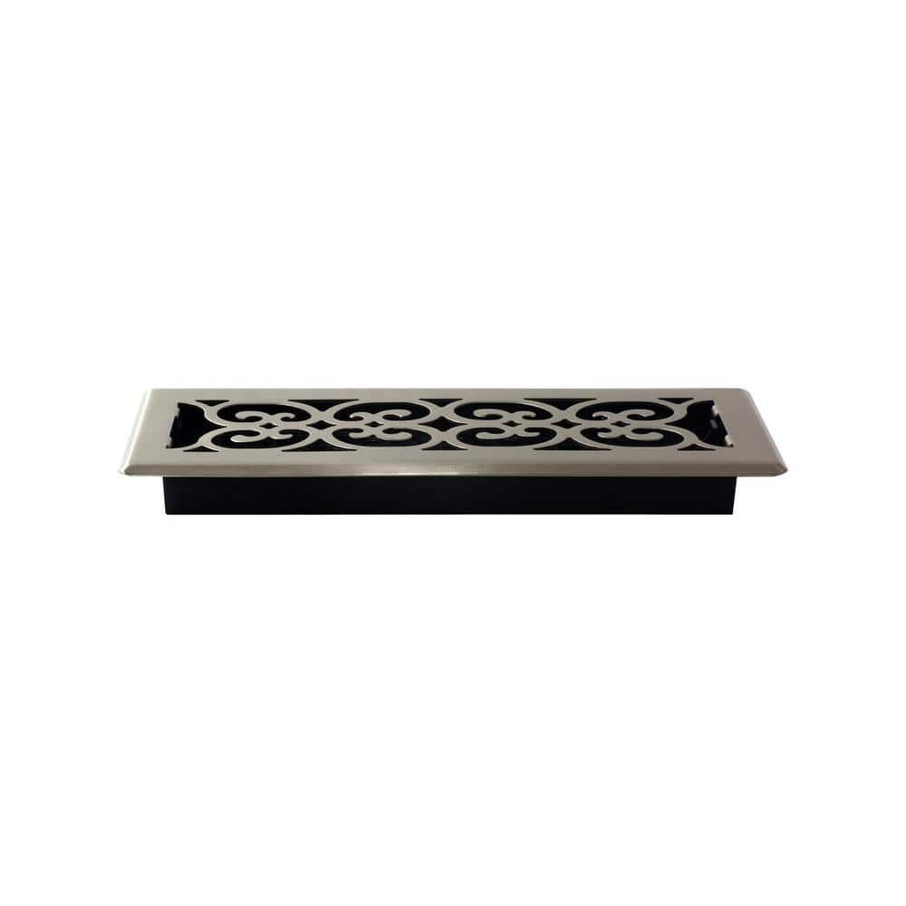 Brushed Nickel Decorative Steel Floor Register with Damper Box
