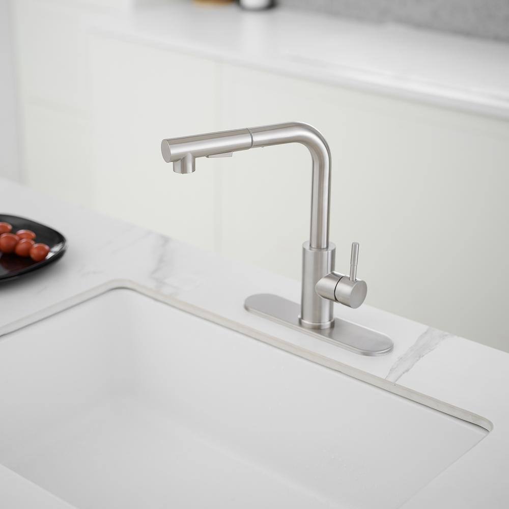 Brushed Nickel Single Handle Pull-Out Kitchen Faucet