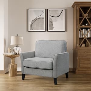 Walton Light Grey Polyester Arm Chair with Wood Legs