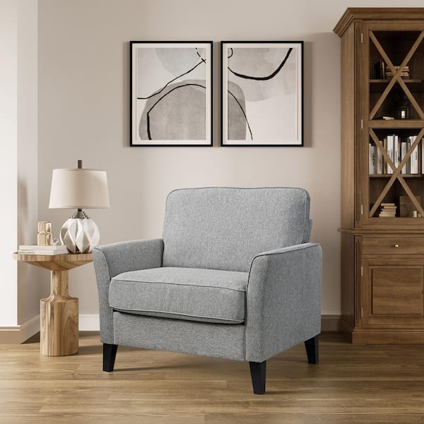 Serta Walton Light Grey Polyester Arm Chair with Wood Legs