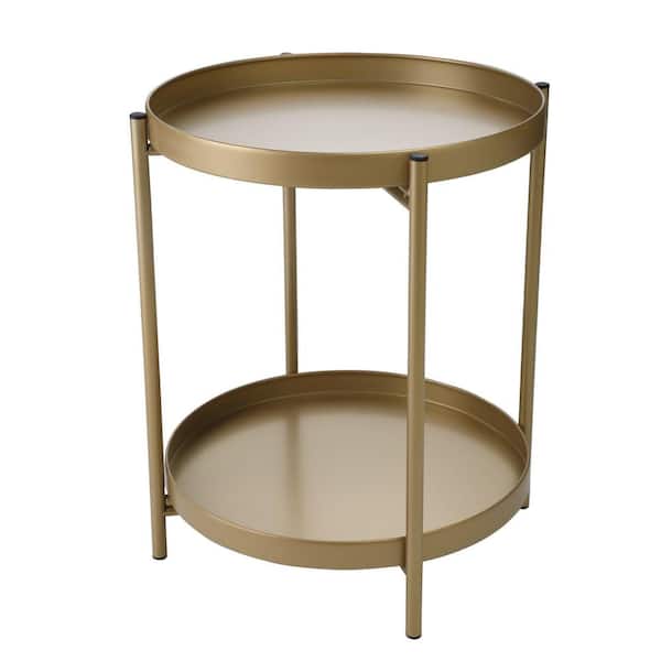 cenadinz 2-Tier Tray Metal Outdoor Side Table