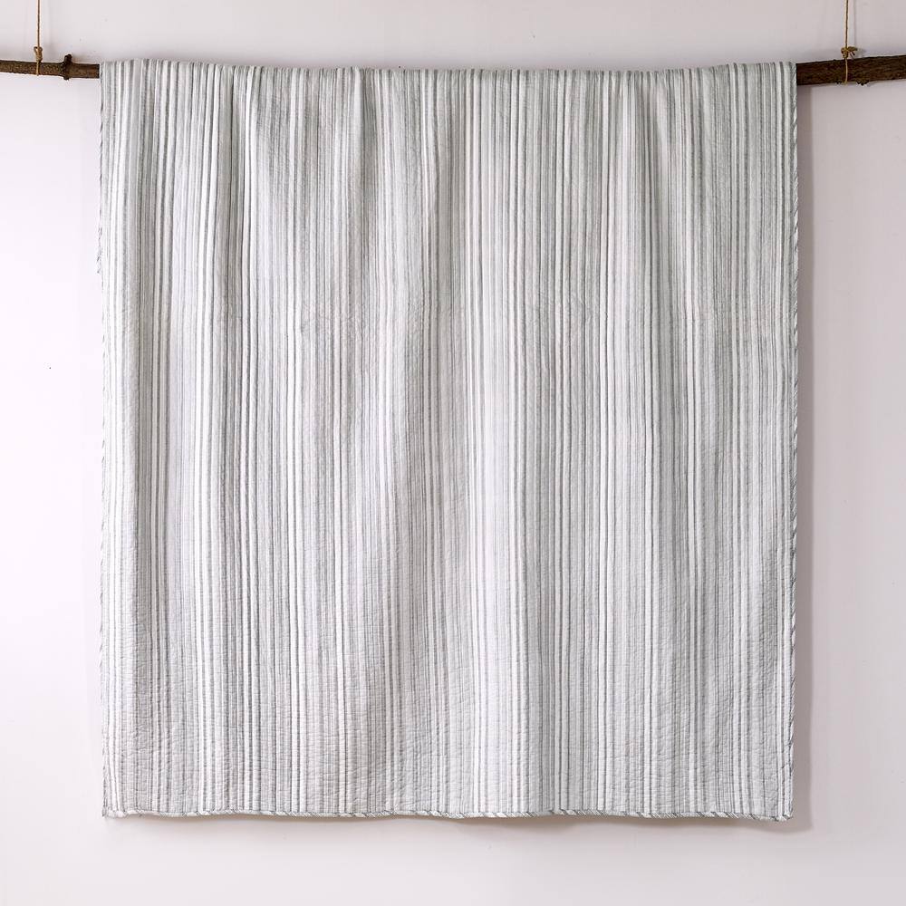 Bondi Gray Cotton Full Quilt and Sham Set