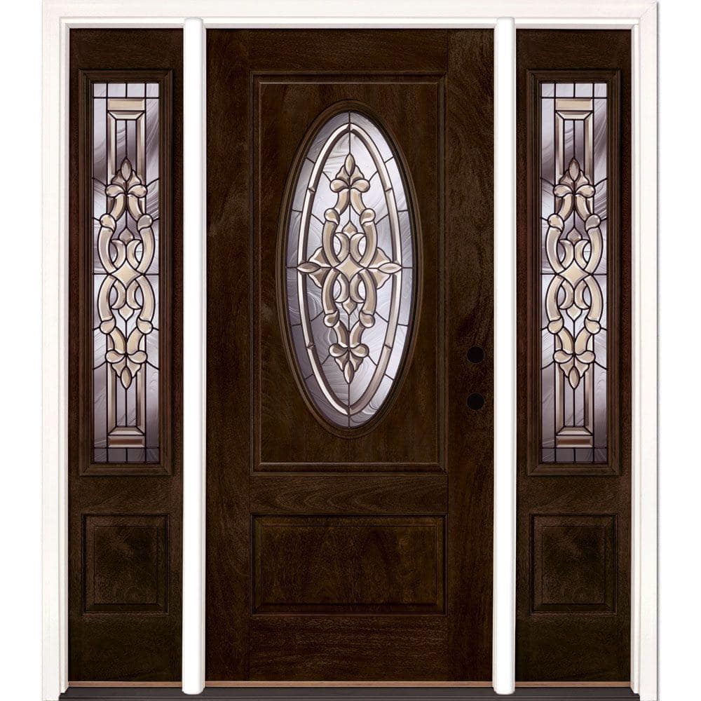59.5 in.x81.625in.Silverdale Patina 3/4 Oval Lt Stained Chestnut Mahogany L