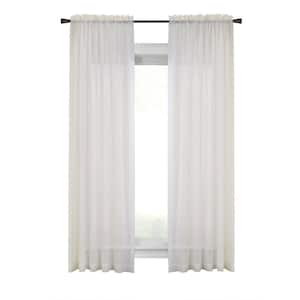 Cote d'Azure Rod Pocket Ivory Polyester Faux Linen 56 in. W x 63 in. L Rod Pocket Indoor Sheer Curtain (Single Panel)